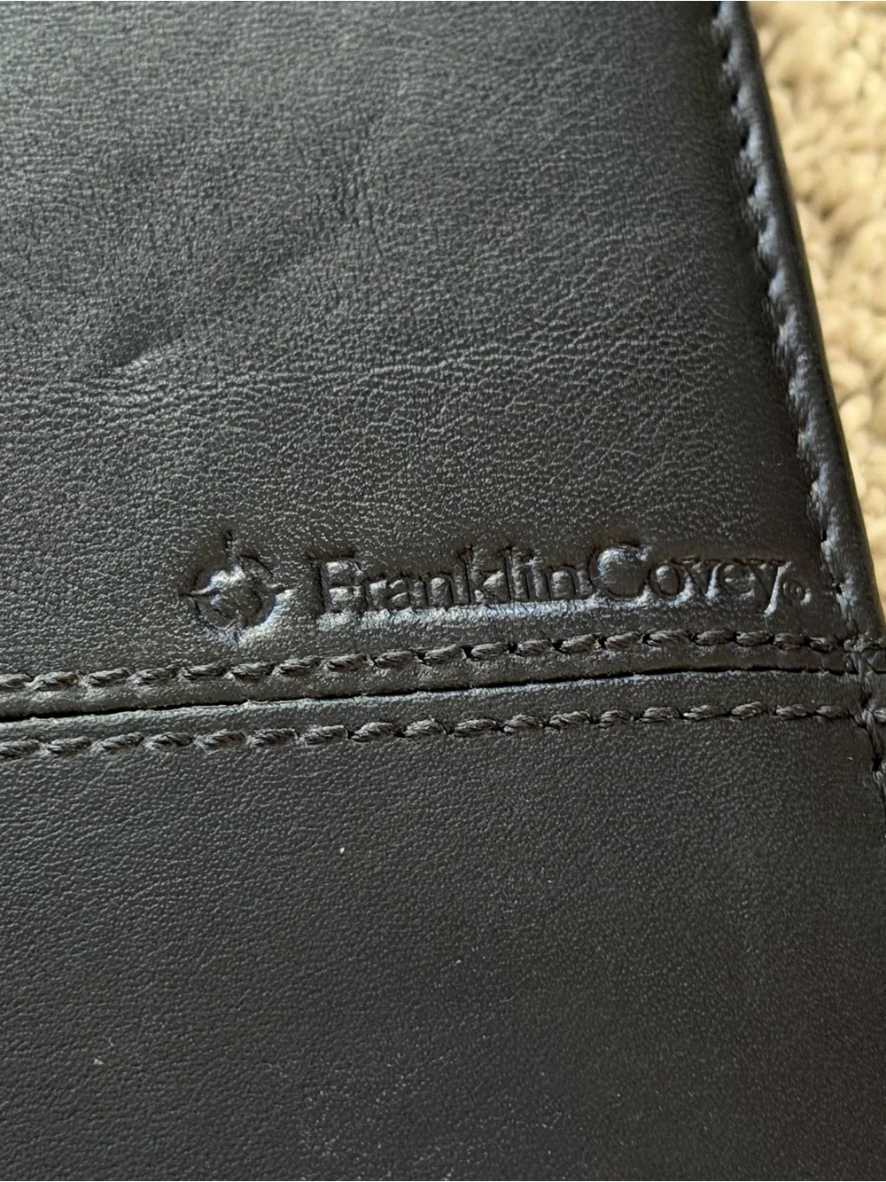 Franklin Covey Black Nappa Classic Leather Planner 7-Ring Binder Organizer Zip